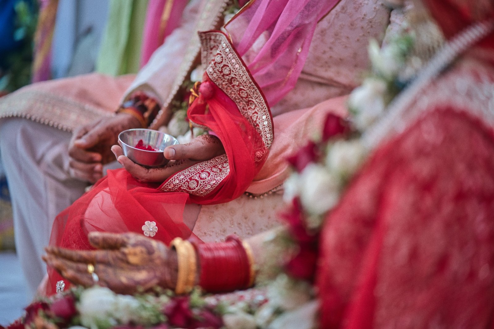 Sindoor: The sindoor waits in a small silver bowl.